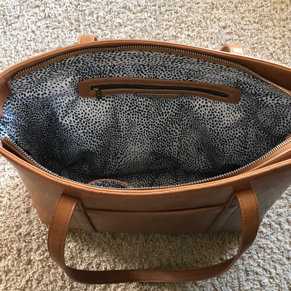 Tan Tote with Cheetah Interior
